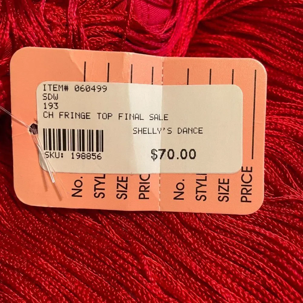 Nwt Motionwear Red Fringe Crop Camisole Girls 12-14